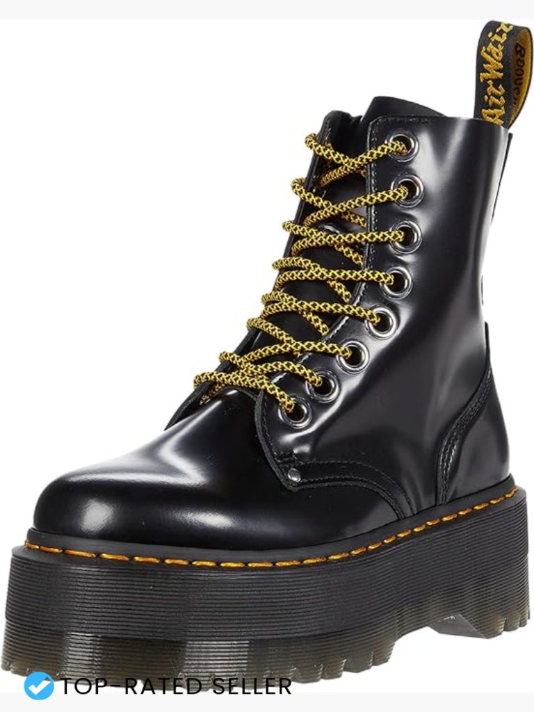 Classic Lace-Up Combat Boots Platform Heel Round Toe Calf High Durability Style